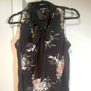 Miss Chievous Black Floral Tie-Neck Blouse